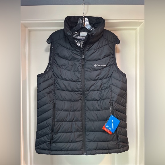 Columbia Jackets & Blazers - Womens Large Columbia Powder Lite II Vest Black Puffer Insulated Water Resistant